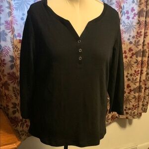 Karen Scott Women's Black Henley Top brand new with tags deep black size large